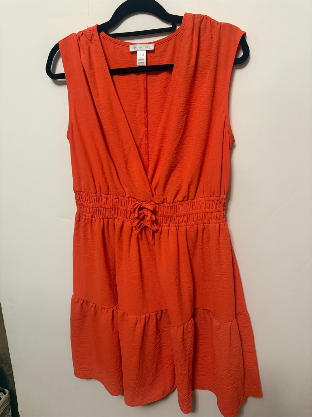 London Times Bright Orange Sleeveless V-Neck Mini Dress